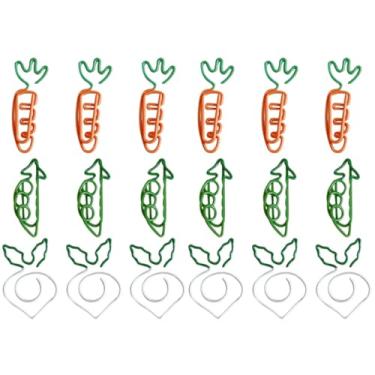 Imagem de 18 peças de clipe de papel de cenoura, pastas de escritório, clipes de arquivos, clipes de documentos, decoração de escritório, grampo de papel pequeno, clipe de papel fofo, legumes, metal, rabanete