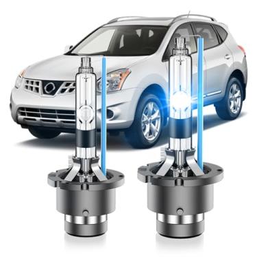 Imagem de SENROBO Adequado para Nissan 2008-2013 Rogue 2002-2009 Altima D2R HID lâmpadas de farol xenon, 350% de brilho, lâmpada de feixe baixo, 8000K branco azul, Plug and Play, pacote com 2