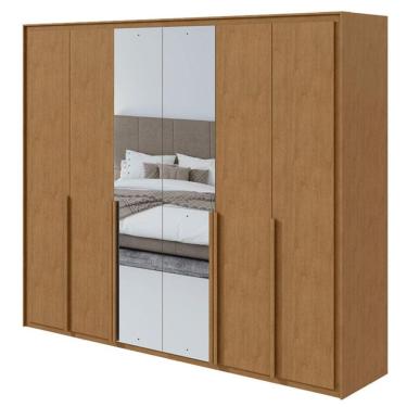 Imagem de Guarda Roupa Casal Imperatore 6 Portas 2 Gavetas Amêndoa Clean com Espelho – Lopas