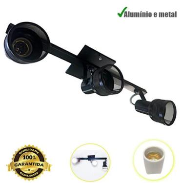 Imagem de Luminária Spot Trilho 3 Lâmpadas Direcionável Bocal Comum E27 Bivolt V