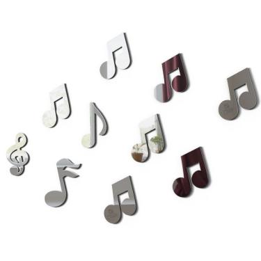 Imagem de Kit Espelho Decorativo Cifras Notas Musicais 10 Peças 10 Cm
