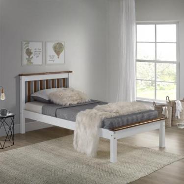 Imagem de Cama Solteiro Inglesa em Madeira Maciça Mv Outlet, Branco e Mel
