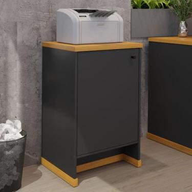 Imagem de Aparador Balcão 1 Porta Tampo MDP 25mm Berlin - ViaNossa, Preto/Natura