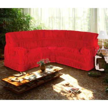 Imagem de Capa para Sofá de Canto Elásticada 5 Lugares Malha Gel - Zilu Enxovais