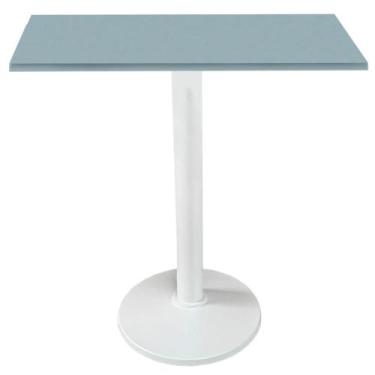 Imagem de Mesa Zeta Ferro Branco 75 cm (Alt) Disco Redondo Tampo MDP Quadrado 60