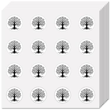 Imagem de CREATCABIN Adesivos de árvore da vida, 128 peças, com 8 folhas, pequenos selos, adesivos de 2,5 cm, plantas redondas, desenhos animados, decalques para scrapbooking, agenda, calendário, garrafas de