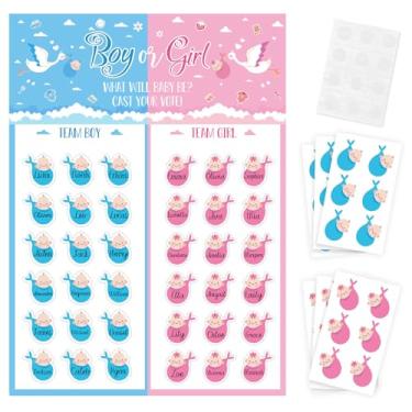 Imagem de Habbiful Decoração de festa de revelação de gênero, quadro de votação de menino ou menina com 36 adesivos, chá de bebê, jogos de revelação de gênero para convidados, artigos de festa de revelação de