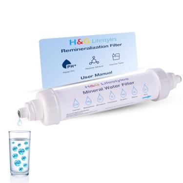 Imagem de H&G Lifestyles Filtro de remineralização de filtro de água mineral com rosca de conexão rápida de 1/10.2 cm, restauração de minerais essenciais para sistema de osmose reversa, sistema de filtragem de