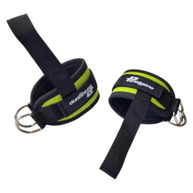 Imagem de Tornozeleira Crossover com Alça para os Pés Pentágono, Dupla Fivela 40mm, Reforçada e Grossa, para Treino de Glúteo, Perna e Coxa, Uso em Polia e Aparelhos de Academia (Verde-Lima)