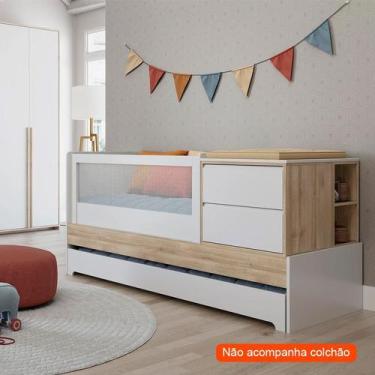 Imagem de Berço Multifuncional Sol e Mar Branco e Carvalho Treviso - Divicar