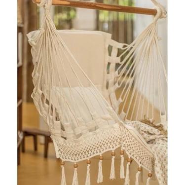 Imagem de Rede De Balanço Cadeira Artesanal ReforçAda Acompanha Suporte De Madeira(Com varanda crua)
