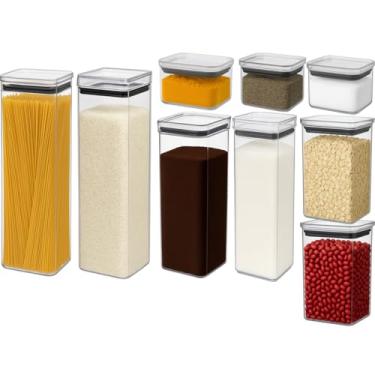 Imagem de Kit Potes Cozinha Herméticos Alimentos 9 Peças Empilháveis