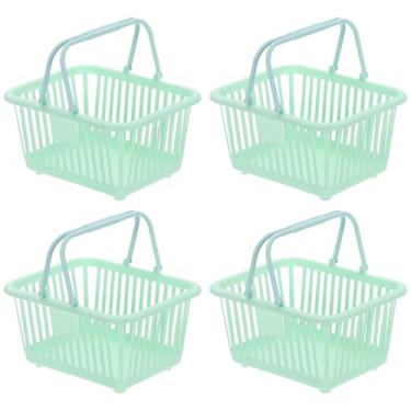 Imagem de PATIKIL 4 peças de cesta pequena de plástico, mini cesta de armazenamento de mercearia pequenas cestas de compras com alças organizador de água filtrada para organizar brinquedos, ovos, frutas