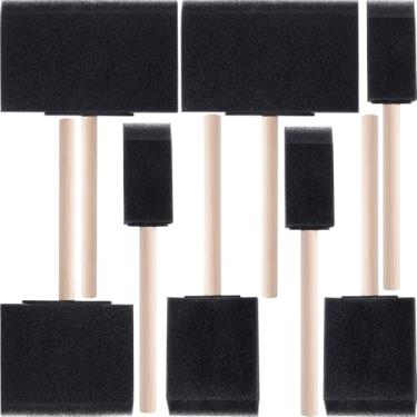 Imagem de HINZIC 8 pincéis de tinta de espuma, 4 tamanhos de ferramentas de pintura de esponja com cabo de madeira, pincel de esponja para manchar vernizes faça você mesmo artesanato de grande área - preto