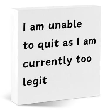 Imagem de EXUBERIUM Placa Engraçada De Madeira Para Mesa Escritório, "Não Consigo Parar, Pois Atualmente É Uma Novidade Legítima Casa Fazenda", Presentes Elefante Branco Colegas Trabalho E Amantes Letras Músi