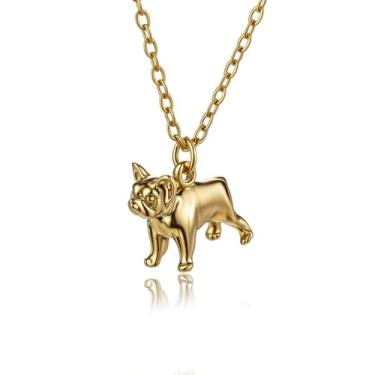 Imagem de MANZHEN Colar personalizado em ouro 18 K com pingente de nome personalizado esculpido em 3D, anjo da guarda, gato, cachorros, galinhas, pingente, 18 Inches, Metal, Sem Pedra Preciosa