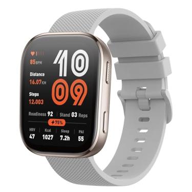 Imagem de AK Pulseira de silicone compatível com Amazfit Bip 6/Bip 5, Amazfit GTR 4, pulseira esportiva de substituição macia de 22 mm para Amazfit Bip 6/Bip 5/GTR 4 feminino e masculino (cinza)