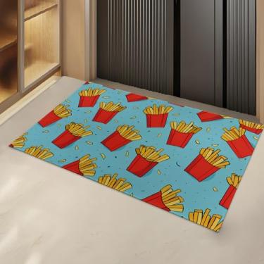 Imagem de Turamurra Tapete de porta para ambientes internos e batatas fritas, tapete para entrada, sala de estar ou banheiro, tapete antiderrapante divertido fast food para decoração de casa 43 x 73 cm