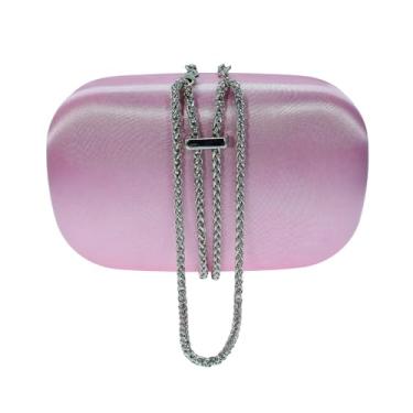 Imagem de HUANG ZHUANG Elegante bolsa de veludo cetim noite bolsa feminina bolsa de festa bolsa de noiva para casamento baile formal, rosa