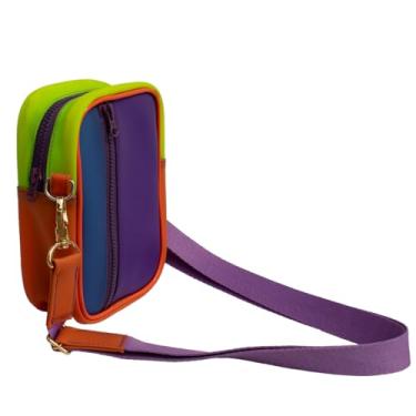 Imagem de Bolsa Raja, Shoulder Bag Transversal Artesanal em Silicone Roxa, Azul, Laranja e Verde Neon