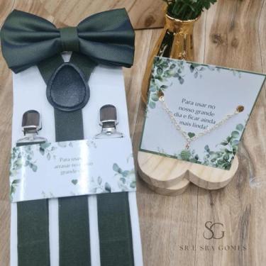 Imagem de Kit Suspensório Verde Oliva Trabalhada + Pulseira com Tags - Hero Men,