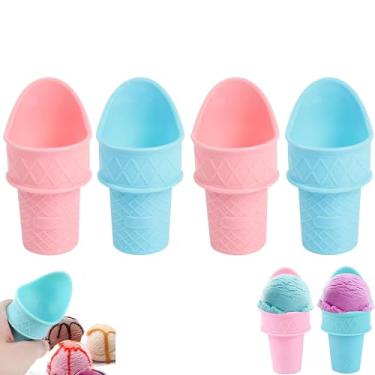 Imagem de Vanleonet 4 Peças De Suporte Para Casquinha Sorvete, Novo Plástico Neve 2024, Colheres Sorvete Crianças, Copo Com Colher Reutilizável Qualidade Alimentar Festa Aniversário, Presentes Crianças