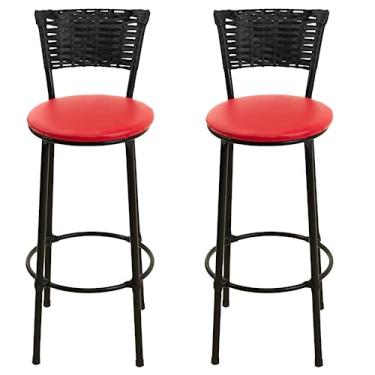 Imagem de CONJUNTO 2 BANQUETAS BANCO ALTO BARZINHO JUNCO VIME (VERMELHO)