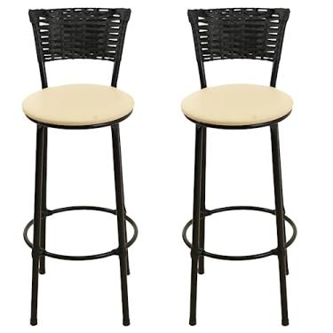 Imagem de CONJUNTO 2 BANQUETAS BANCO ALTO BARZINHO JUNCO VIME (BEGE)