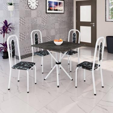 Imagem de Conjunto Sala de Jantar com 4 Cadeiras Lívia Preto / Branco
