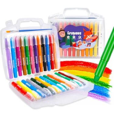 Imagem de APOGO Giz de cera jumbo, 24 cores para crianças e bebês, não tóxico, lavável, macio, sedoso e fácil de segurar