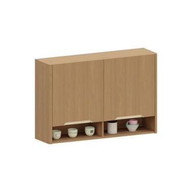 Imagem de Armário Aéreo Para Cozinha 120cm 2 Portas Com Nicho Lúmina L Freijó/fr