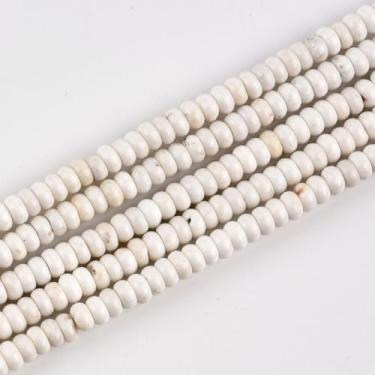 Imagem de 170 peças de disco de 4 x 2 mm natural branco turquesa Rondelle espaçador pedra semipreciosa contas soltas para fabricação de joias 38 cm