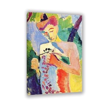 Imagem de Henri Matisse arte de parede em tela ramo de flores minimalista impressão de pintura a óleo reproduções de pintura a óleo decoração de parede de sala de estar 90 x 60 cm (35 x 24 pol) emoldurada