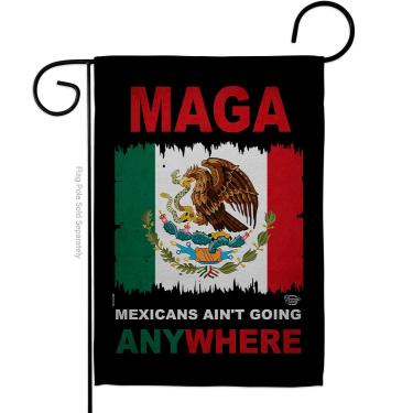 Imagem de MAGA Mexicans Ain't Going Anywhere Bandeira Jardim Porta Pátio Gramado Banner Tapeçaria Interior Sinais Decoração de Parede para Casa Poster Presentes Mexicanos Feito nos EUA