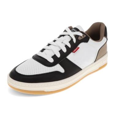 Imagem de Levi's Tênis masculino Drive Lo, Branco/preto/cáqui, 40