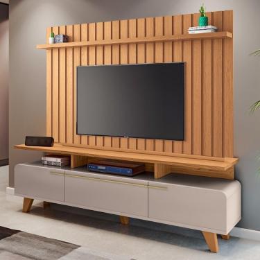 Imagem de Painel Tv 70 Pol Link 2.0 E Rack Bancada Essenza Off/cinamomo - Hb Móveis