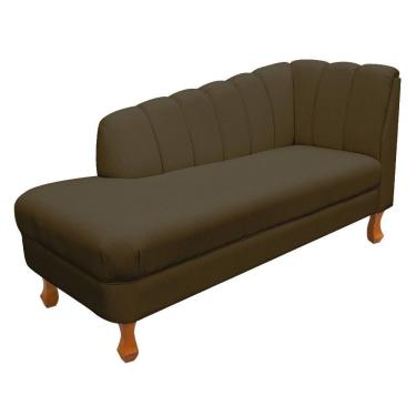 Imagem de Divã Isis Linho A78 Marrom Pés Retrô Castanho D'rossi