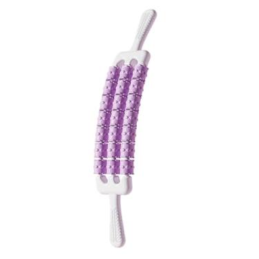 Imagem de YIJU Rolo de massagem relaxante muscular para ioga em ambientes internos, alças antiderrapantes, pernas, corpo, cintura, coxas, braços, treino, massagem, Roxo