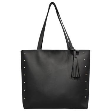 Imagem de Bolsa Sacola Feminina Grande De Ombro Universitária Reforçada (Preto)