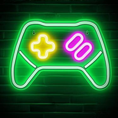 Imagem de Lumoonosity Controle de jogos sinais de néon gamepad controle remoto neon para videogame PC, streamers - placas de LED para parede, quarto, decoração de sala de jogos - Luz neon legal para console de