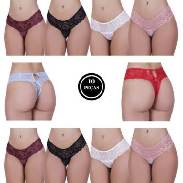 Imagem de KIT 10 Calcinha Renda Biju Tanga Lingerie - c4 KIT 10 PINGENTE - TERRA
