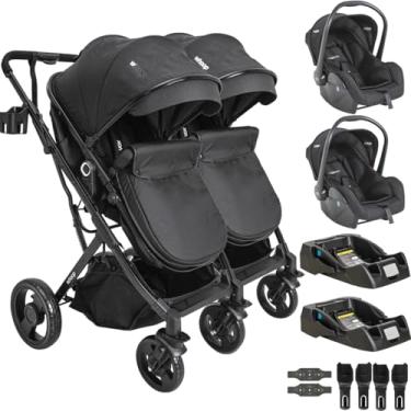 Imagem de Carrinho Kiddo para Gemeos com 2 Bebe Conforto 2 Base Vox Preto