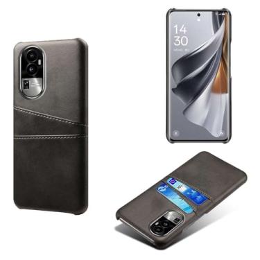 Imagem de Capas Compatível com OPPO RENO 10,tampa protetora de couro falso,design de saco de cartão com 2 fendas de cartão atrás,proteção anti-impressão digital e anti-gota-Black
