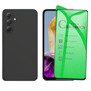 Imagem de Kit Proteção para Samsung Galaxy M15, Capa Aveludada Premium com Proteção para Câmera + Película de Proteção Cerâmica 9D, Preto