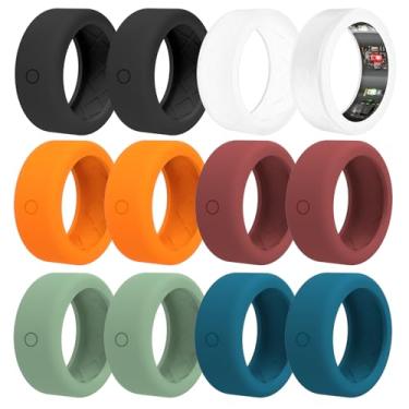 Imagem de pupvus Pacote com 12 capas de anel para protetor Oura-Ring-Gen-4/Gen-3 – Capa de silicone elástica antiarranhões atualizada antiderrapante para Ultrahuman Air/RingConn/Samsung Anel multicolorido para