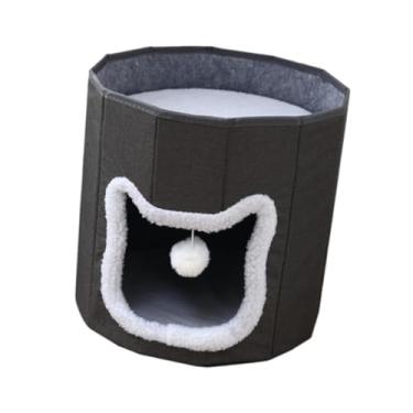 Imagem de IEUDNS Camas para gatos de interior, esconderijo grande, com condomínio aconchegante, bola pendurada, para todas as estações, esconde-esconde, caverna