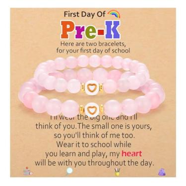 Imagem de OAVOOK First Day of Kindergarten/School/Pre-k Gifts Back to School Gifts Mommy and Me Pulseiras para meninas mães e filhas, First Day of Prek Gifts, Pedra, Sem Pedra Preciosa