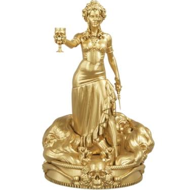 Imagem de Estátua Pombagira Rosa Caveira do Cemitério - Imagem Umbanda Candomblé (Cor Ouro)