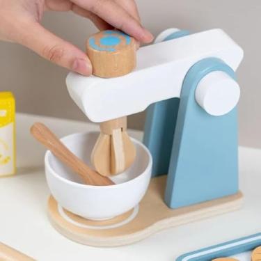Imagem de Batedeira de Brinquedo em Madeira, Kit Cozinha Infantil com Acessórios, Brinquedo Educativo 3+ Anos