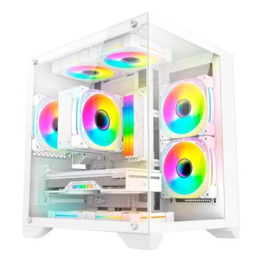 Imagem de Gabinete Gamer Aquário Micro Atx S/ Fans Cor Branco - K-mex Cg-w830